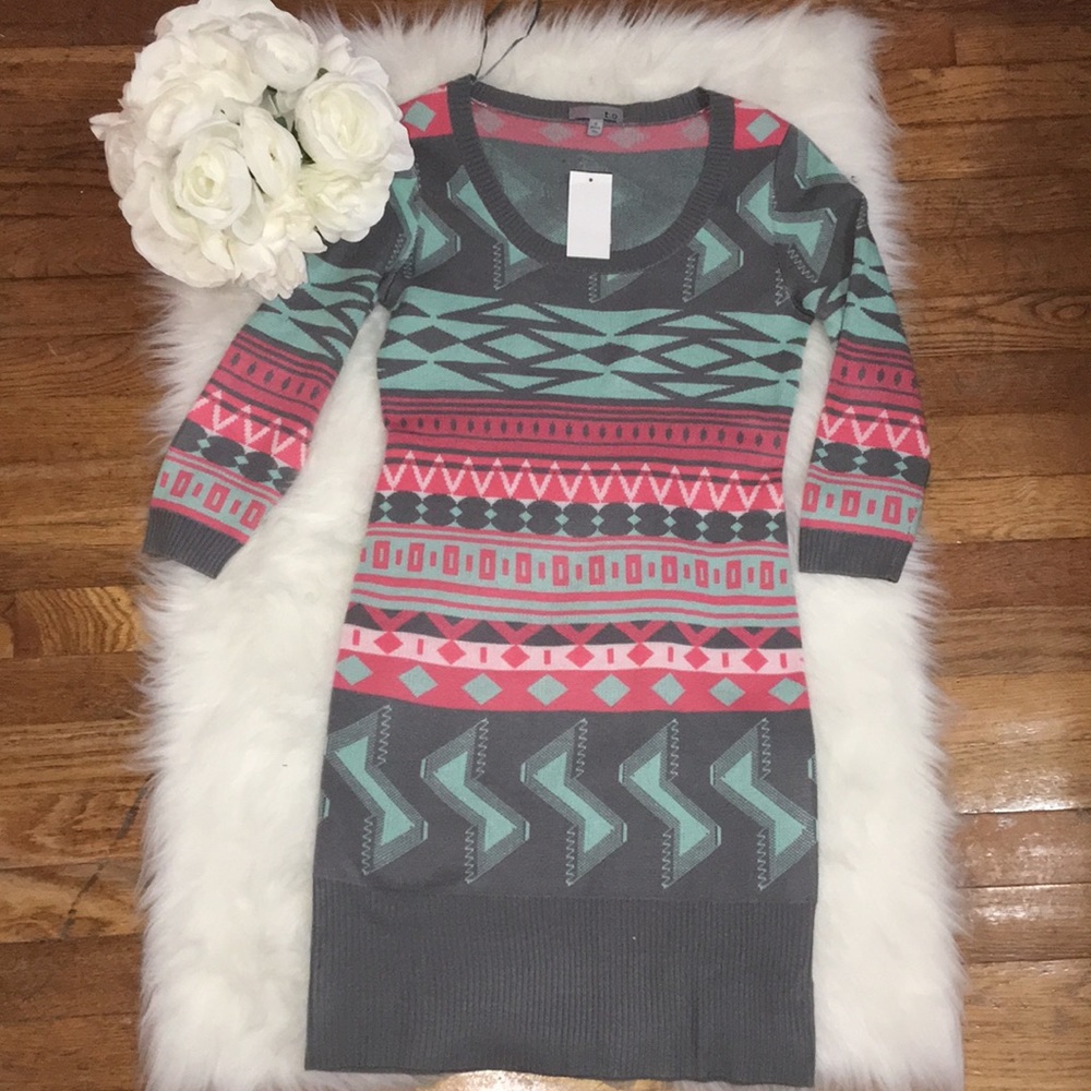 Abstract pastel colors sweater dress 🌹💐🌸